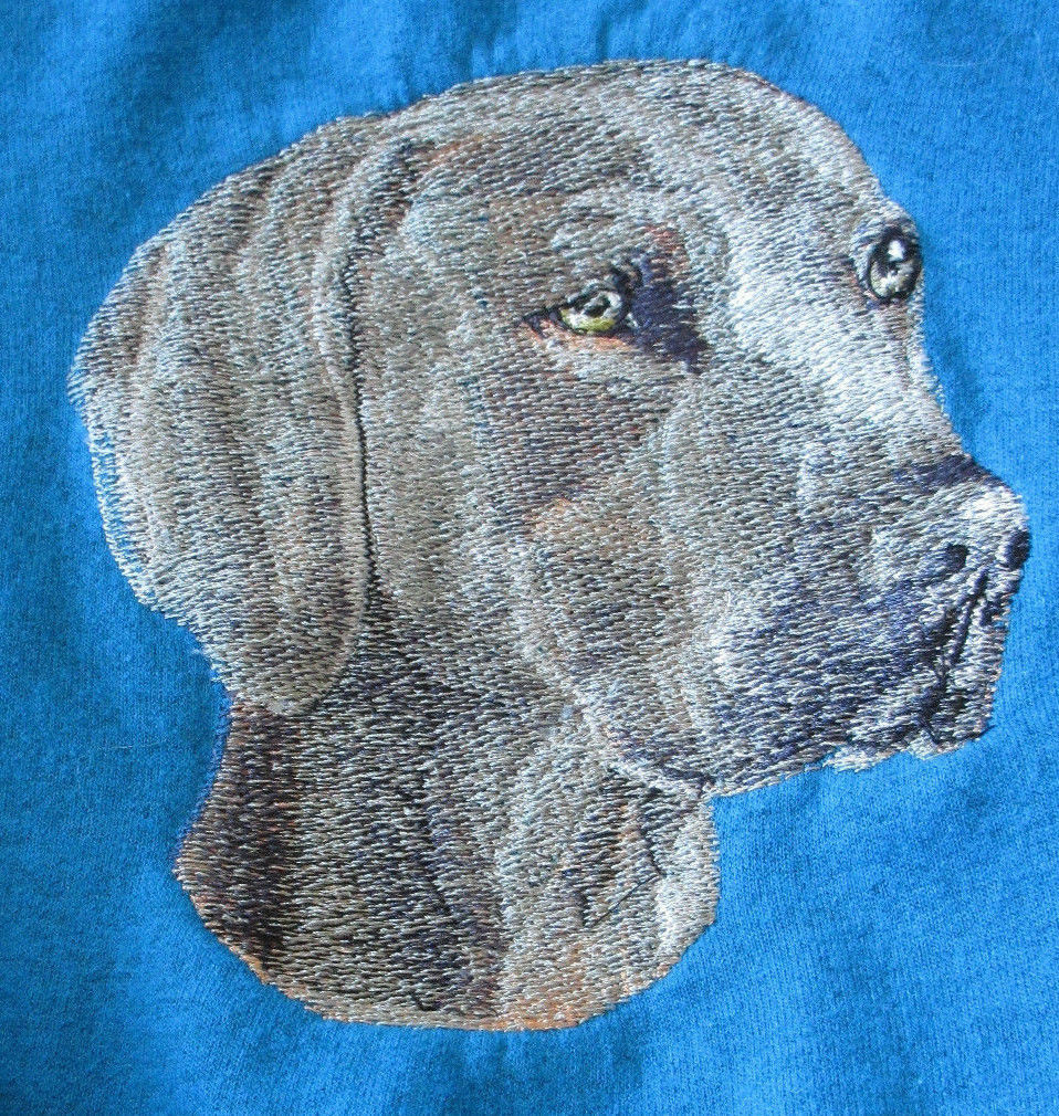 Embroidered Long-sleeved T-shirt - Weimaraner Bt2358  Sizes S - Xxl