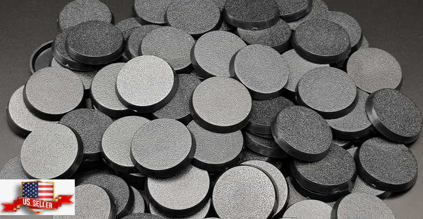 Pack - 100 -, 32 Mm Plastic Round Bases Miniature Wargames Table Top Gaming 40k