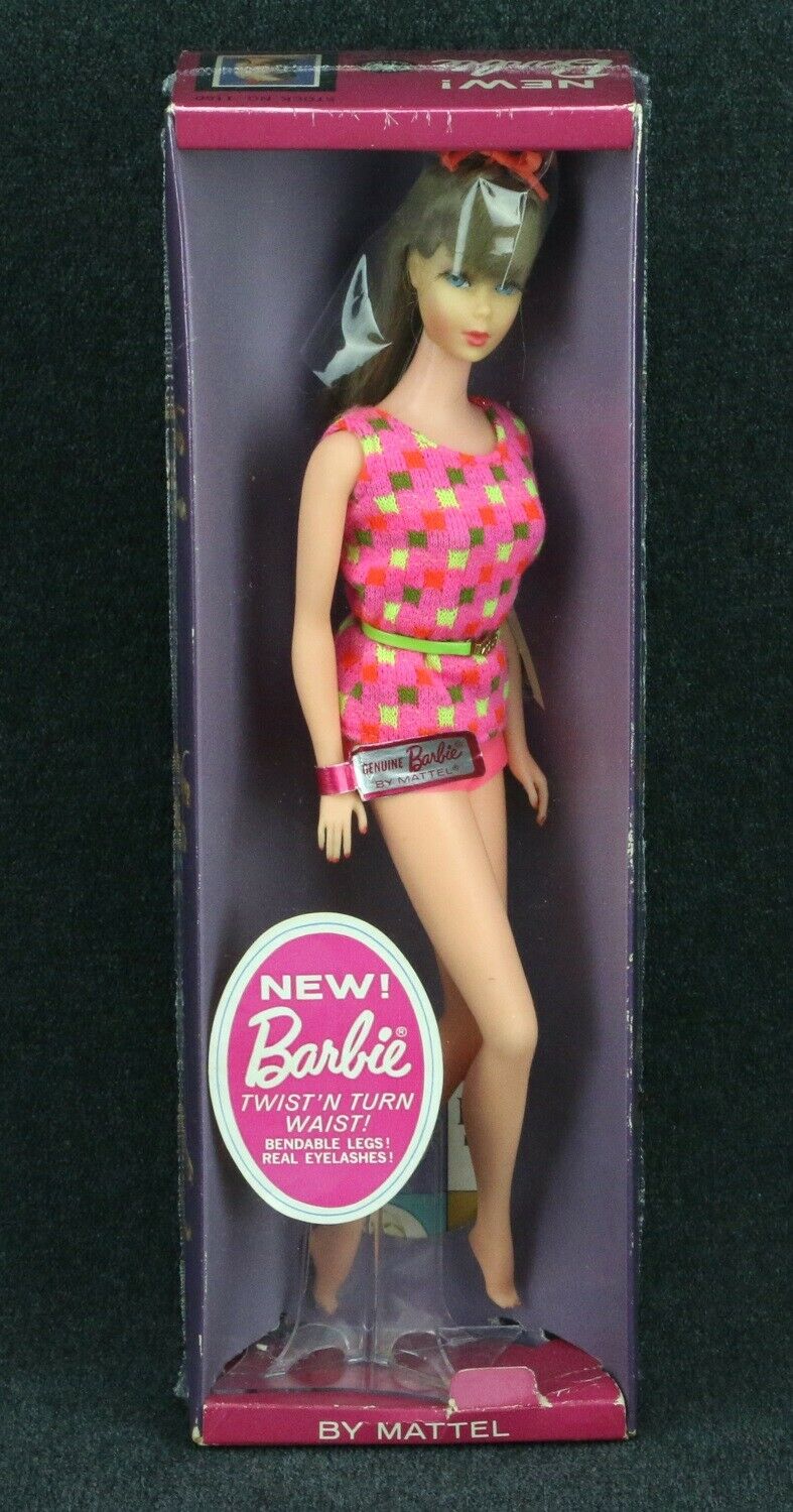 Barbie #1160 1967 Mib Barbie Tnt Ash Blonde Artwork 2 Piece Green Belt Nrfb A